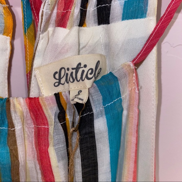 Listicle Multicolored Striped Flutter Dress - Picture 5 of 5